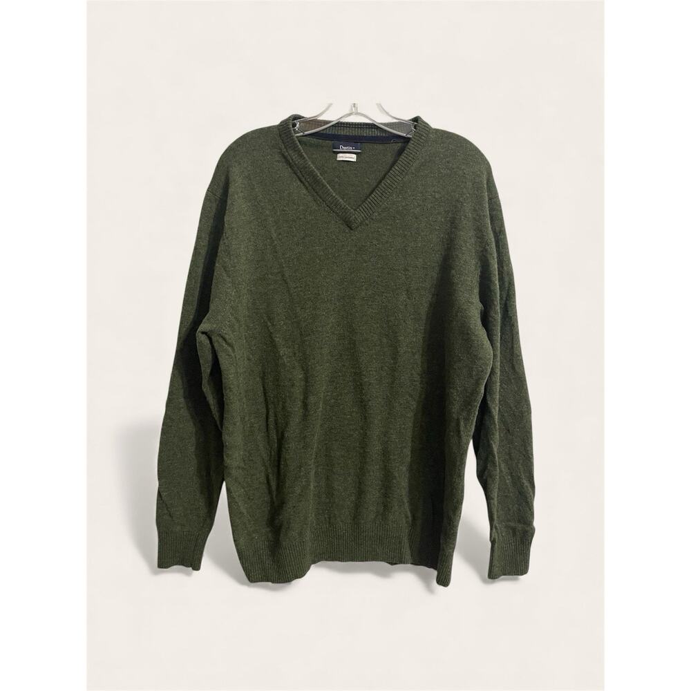 Dustin Sweater Lambswool V Neck Size Large Men Green Lightweight Preppy Holiday